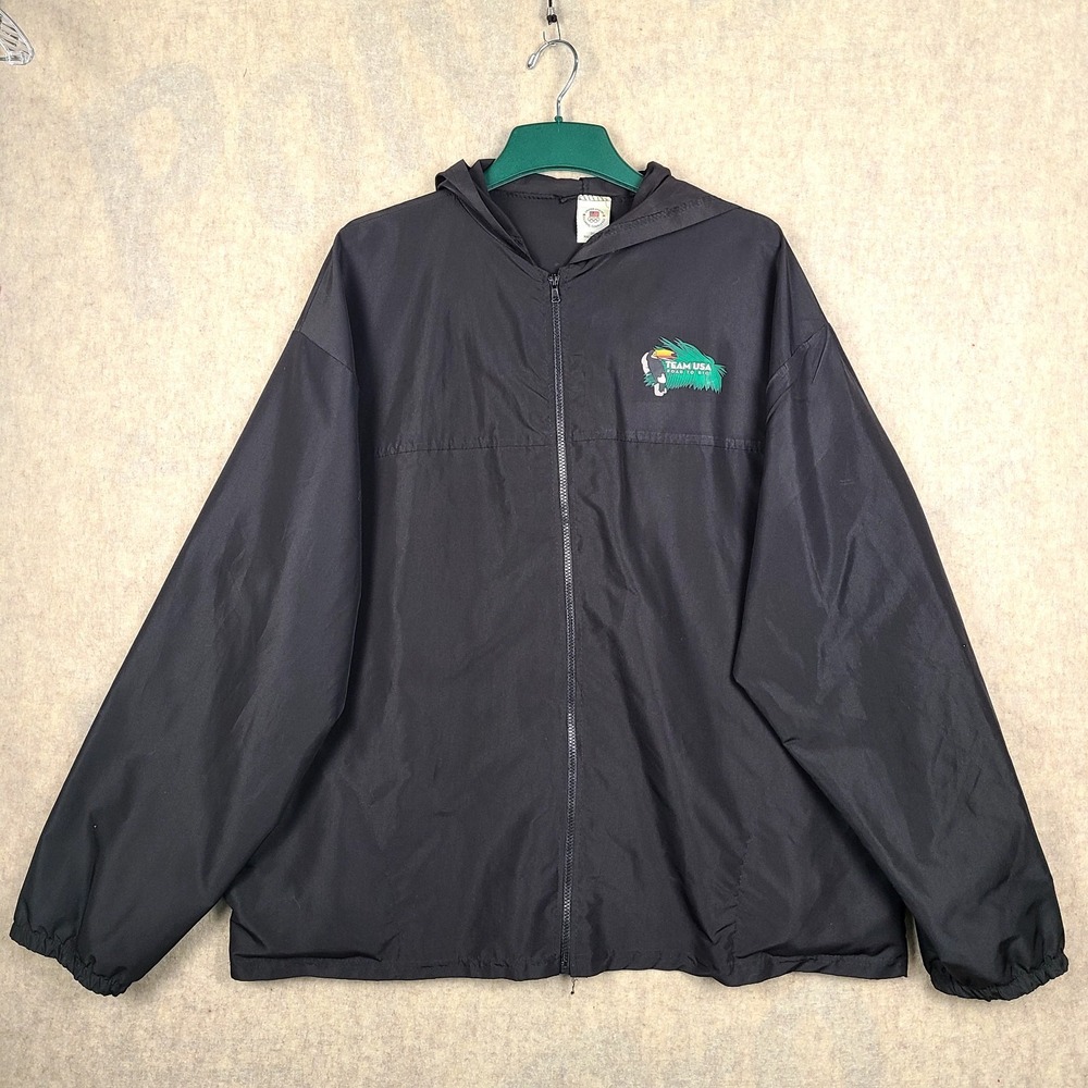 '16 Rio Team USA Olympic Committee Rain Jacket Mens 3XL XXXL Black Full Zip